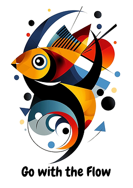 Go with the Flow Abstract Geometric Fish Art Print