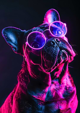 French Bulldog in Neon Lights