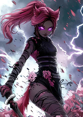 Pink-Haired Anime Warrior