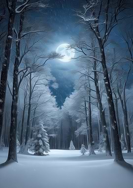 Snowy Forest Night