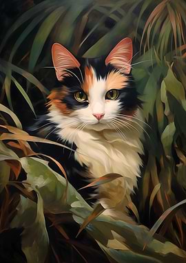 Calico Cat in Foliage