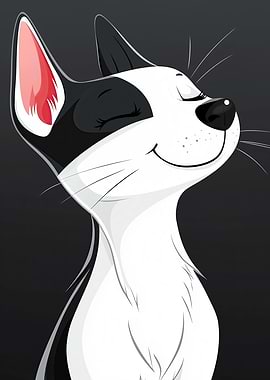 Smiling Black and White Cat