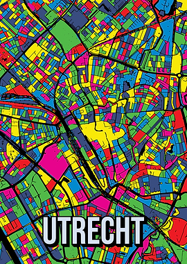 Utrecht Netherlands City Map Pop Art