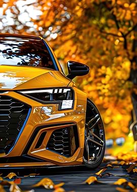 Yellow Audi in Autumn