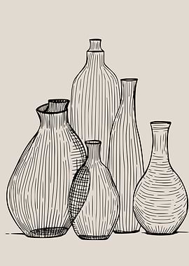 Abstract Line Art Vases
