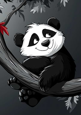 Smiling Panda on Branch