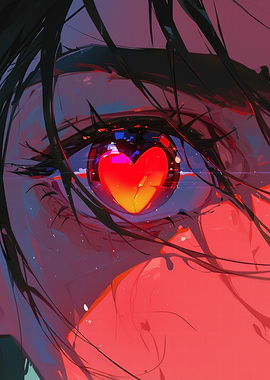 Anime Eye with Heart Pupil