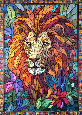 Stained Glass Lion