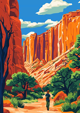 Grand Canyon Hiking Minimalist Art