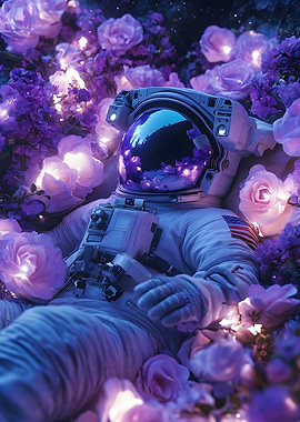 In the vast dark expanse of space the astronaut li