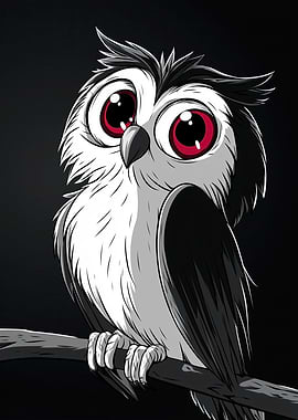 Cartoon Owl with Big Eyes