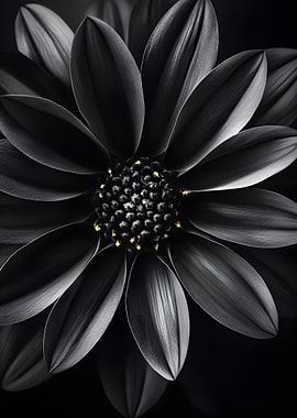 Black Flower with Gold Center