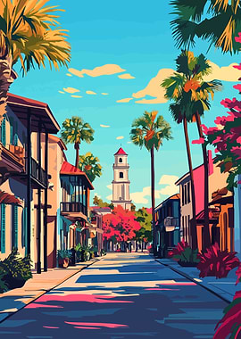 Florida Summer Street Minimalist Art
