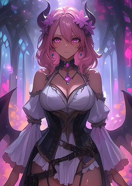 Pink-Haired Anime Girl with Wings