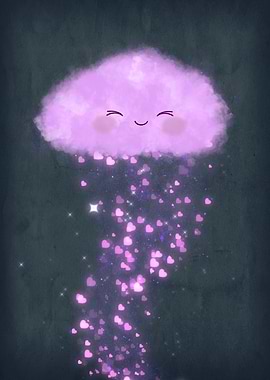 Smiling Cloud Raining Hearts