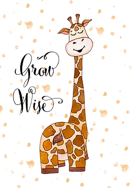 Giraffe Grow Wise Watercolor