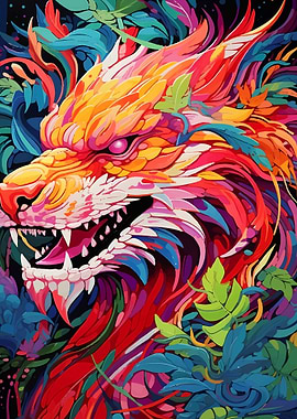 Colorful Wolf Portrait