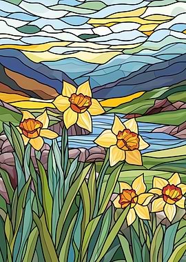 Stained Glass Daffodils