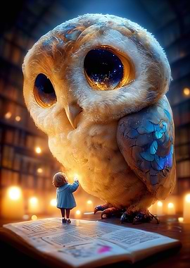 Giant Owl and Little Girl