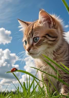 Curious Kitten in Grass