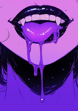 Purple Dripping Lips