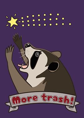 Raccoon Trash Panda Wishing for a Shooting Star