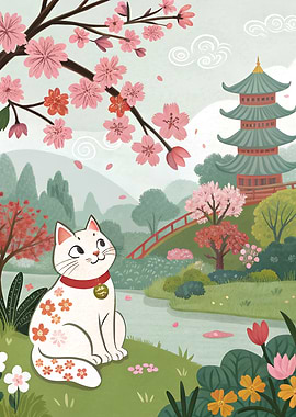 Japanese Garden Neko Cat