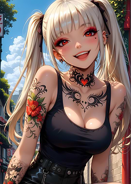 Anime Girl with Tattoos