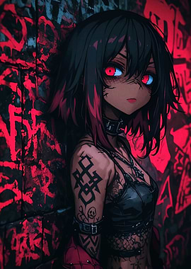 Anime Girl with Red Eyes