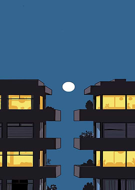 Nighttime Apartment Buildings