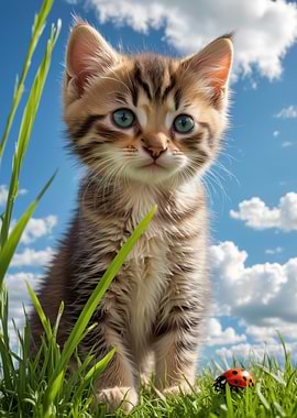Cute Kitten in Grass