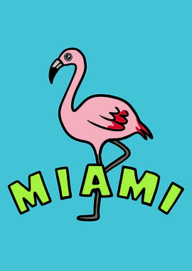 Miami Kawaii Flamingo Illustration
