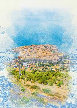 Aerial View of Coastal City Dubrovnik
