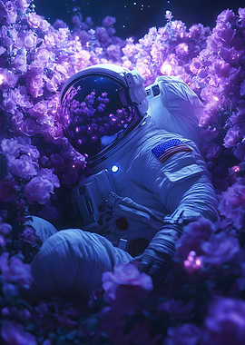 In the vast dark expanse of space the astronaut li Art