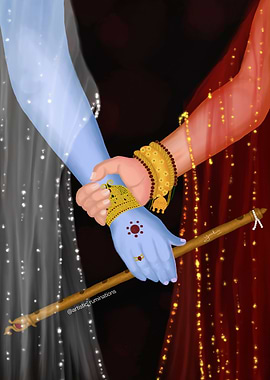 Krishna and Radha Holding Hands
