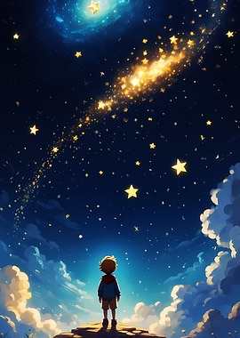 Boy Gazing at Stars