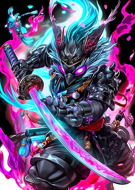 Cyberpunk Samurai Parrot Animal