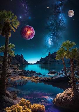 Alien Lake Under Stars