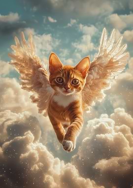 Cat memorial decor | Angel Cat in Flight