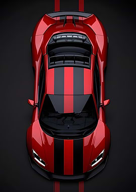 Red Sports Car Top View