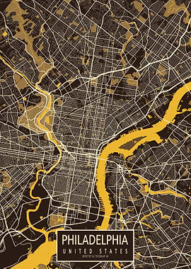 Philadelphia City Map USA Pastel