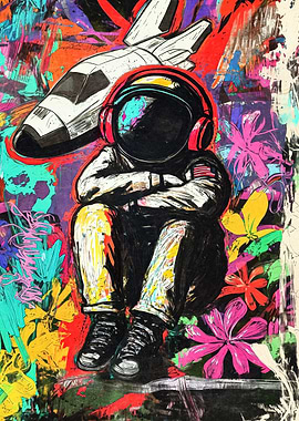 Abstract Graffiti Astronaut