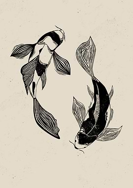 Koi Fish Line Art