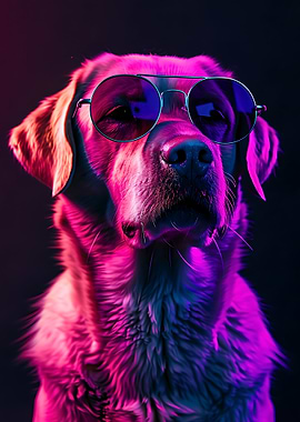 Dog in Neon Lights