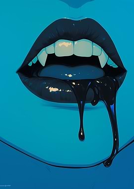 Vampire Lips with Dripping Blood