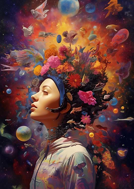 Woman with Floral Head