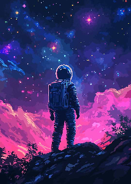 Retro Astronaut Spaceman Pixel Art