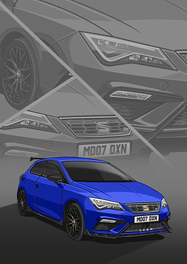 Blue SEAT Leon Cupra