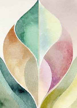 Abstract Watercolor Leaf