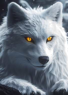 White Wolf with Glowing Eyes